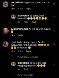 Laide Bakare comment section